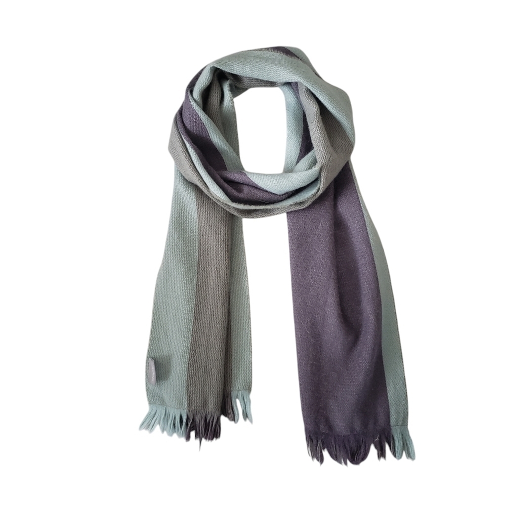 Peruvian Baby Alpaca Blend Scarf Mint Purple Gray Like New